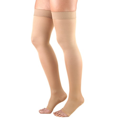 Product Cover Truform Women's Compression Stockings, 20-30 mmHg, Thigh High Length, Open Toe, Opaque, Beige, Medium