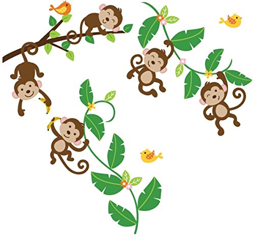 Product Cover Monkeys Swinging on Vines Giant Peel & Stick Wall Art Sticker Decals