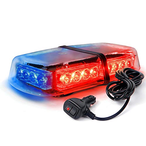 Product Cover Xprite Blue/Red High Wattage Law Enforcement Emergency Hazard Warning LED Mini Bar Roof Top Strobe Light with Magnetic Base
