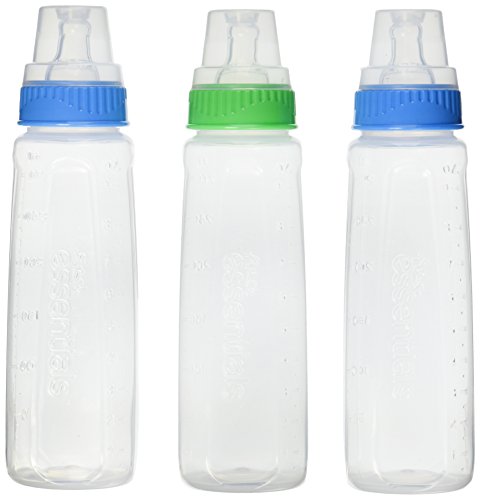 Product Cover First Essential Clear View BPA-Free Plastic Nurser With Silicone Nipple, 9 Ounce, 3 Pack - Assorted Colors