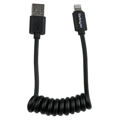 Product Cover StarTech.com 1ft Coiled Lightning to USB Cable - Black - Apple 8 Pin Lightning Charger Cable for Your iPhone / iPad / iPod (USBCLT30CMB)