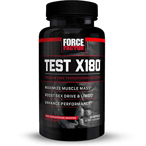 Product Cover Test X180 Free Testosterone Booster with Testofen to Increase Free Testosterone, Build Lean Muscle, and Improve Performance, Force Factor, 60 Count