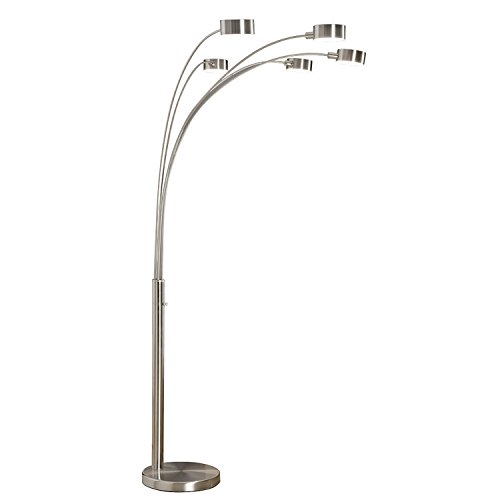 Product Cover Artiva USA Micah - 5 Arc Brushed Steel Floor Lamp w/ Dimmer Switch, 360 Degree Rotatable Shades - Dim Options - Bright & Attractive - Solid Construction - Stainless Steel - Industrial & Mid-Century