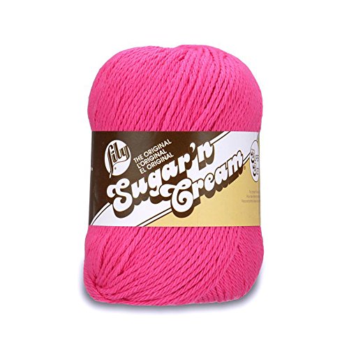 Product Cover Lily Sugar 'N Cream  Super Size Solid Yarn - (4) Medium Gauge 100% Cotton - 4 oz -  Hot Pink  -  Machine Wash & Dry