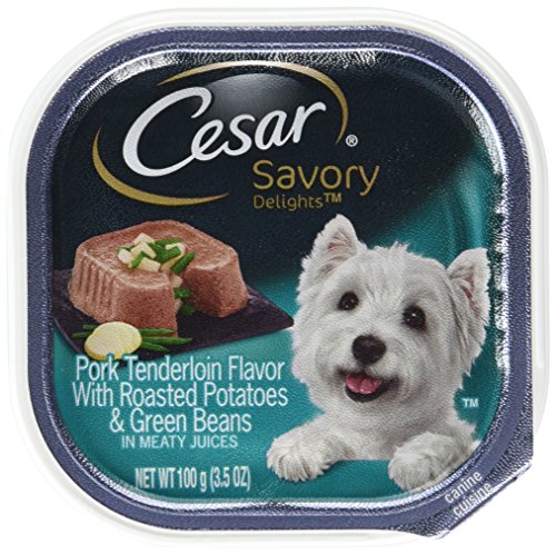 Product Cover CESAR SAVORY DELIGHTS Pork Tenderloin, Roasted Potatoes & Green Beans Dog Food Trays (24), 3.5 oz. Trays
