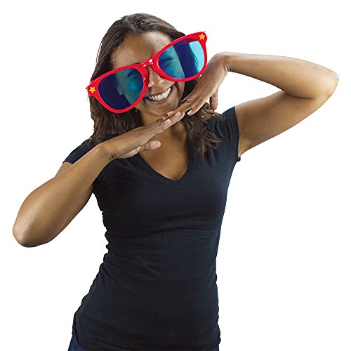 Product Cover Jumbo Party Sunglasses | Novelty Shades Perfect for Birthdays, Theme Parties, Charity Events, Weddings, and More | Giant Glasses, Fits Adults and Children   (Red)