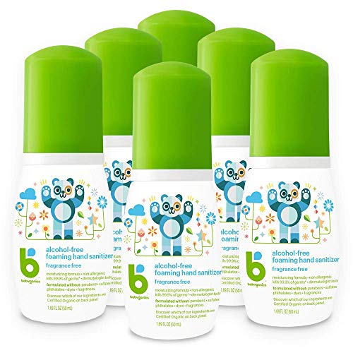 Product Cover Babyganics Alcohol-Free Foaming Hand Sanitizer, On-The-Go, Fragrance Free, 1.69 oz, 6 Pack, Packaging May Vary