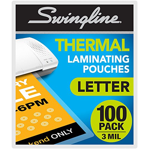 Product Cover Swingline Thermal Laminating Sheets / Pouches, Letter Size Pouch, Standard Thickness, 100 Pack (3202018)