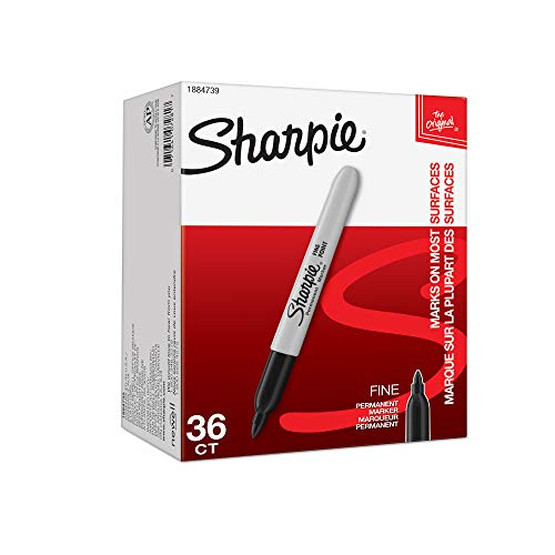 Product Cover Sharpie Permanent Markers, Fine Point, Black, 36 Count