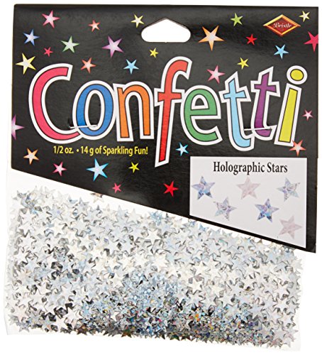 Product Cover Beistle CN054 Silver Holographic Stars Confetti, 1/2-Ounce