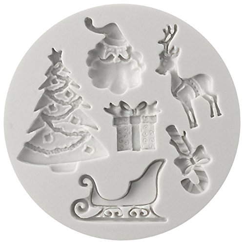 Product Cover FUNSHOWCASE Santas Essentials Silicone Mold Chrismas Tree,Present,Reindeer,Candy Cane,Santa Claus, for Cake Decoration, Cupcake Decorate, Polymer Clay, Crafting