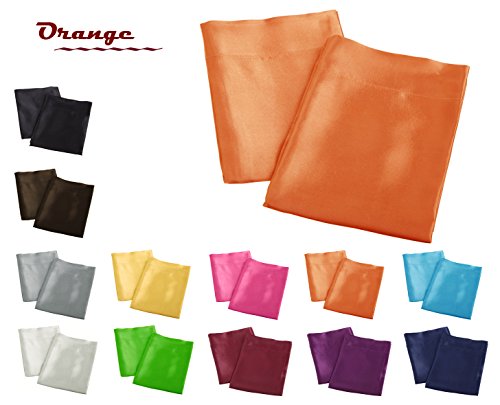 Product Cover Aiking Home 2 Pieces of Colorful Shiny Satin King Size Pillow Cases, Orange