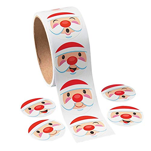 Product Cover Fun Express Christmas Holiday Santa Claus Stickers - 1 ROLL (100 Stickers)