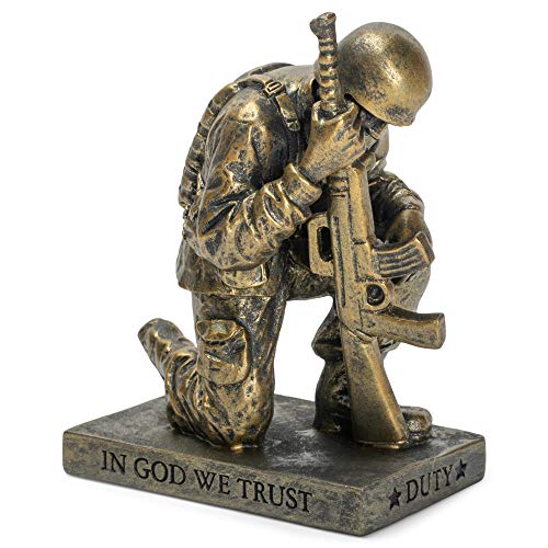 Product Cover Dicksons Duty Faith God Praying Soldier 5 inch Gray Resin Stone Table Top Figurine