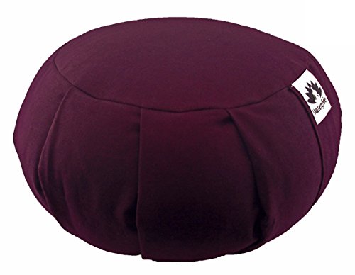 Product Cover Waterglider International Zafu Yoga Meditation Pillow with USA Buckwheat Fill, Certified Organic Cotton- 6 Colors (Plum)