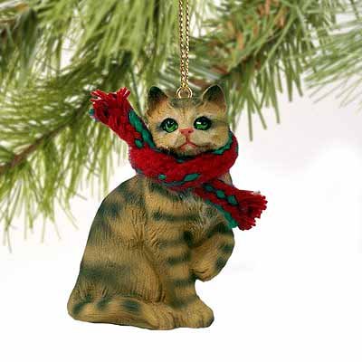 Product Cover Tabby Cat Tiny Miniature One Christmas Ornament Brown Shorthaired - DELIGHTFUL!
