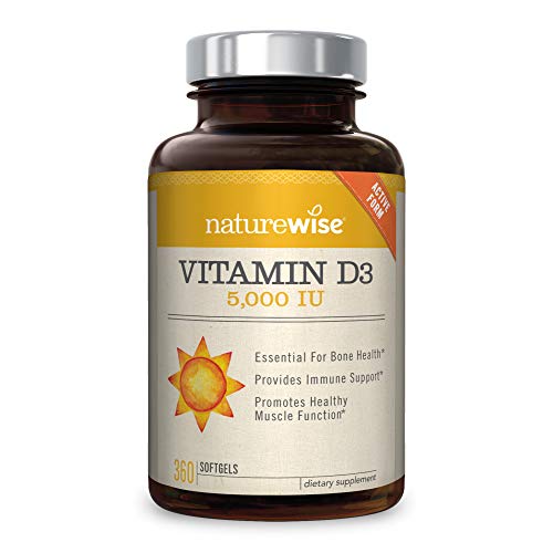 Product Cover NatureWise Vitamin D3 5,000 IU for Healthy Muscle Function, Bone Health, & Immune Support | Non-GMO in Cold-Pressed Organic Olive Oil & Gluten-Free (Packaging May Vary) [360 Count]