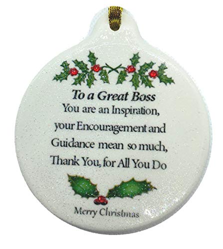 Product Cover Laurie G Creations Great Boss Porcelain Ornament Boxed Rhinestone Success Respect Thank You, White