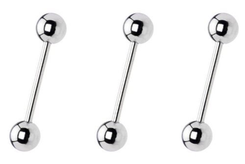 Product Cover PIERCE ME 3pcs 316L Surgical Steel Solid Barbell Tongue Rings 14G 5/8