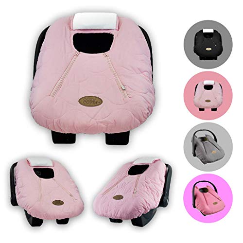 Product Cover Cozy Cover Infant Car Seat Cover (Pink Quilt) - The Industry Leading Infant Carrier Cover Trusted by Over 6 Million Moms Worldwide for Keeping Your Baby Cozy & Warm