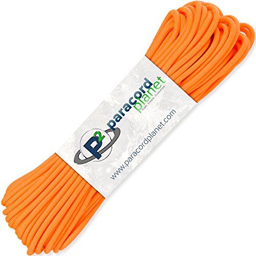 Product Cover PARACORD PLANET 100' Hanks Parachute 550 Cord Type III 7 Strand Paracord Top 40 Most Popular Colors (Neon Orange)