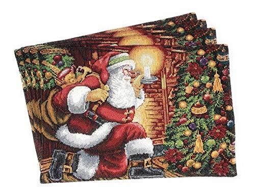 Product Cover Tache Christmas Holiday Santa Down The Chimney Festive Woven Tapestry Placemats Set of 4