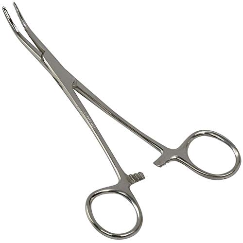 Product Cover Briggs Precision Kelly Forceps Locking Tweezers Clamp, Silver, Curved, 5-1/2 Inch 