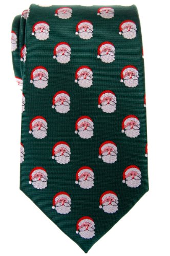 Product Cover Retreez Christmas Santa Claus Woven Microfiber Men's Tie - Green, Christmas Gift