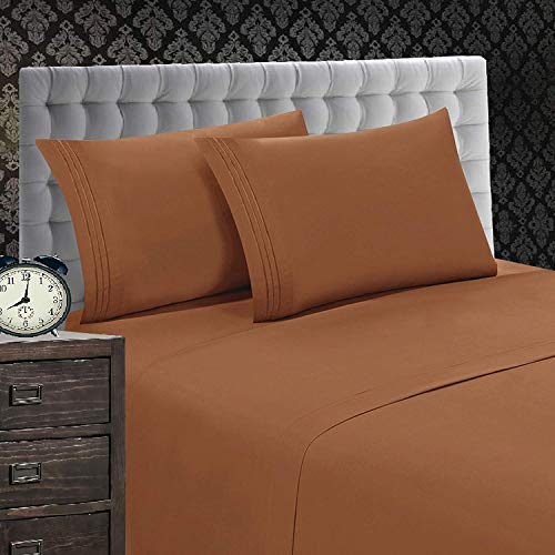 Product Cover Elegant Comfort 1500 Thread Count Luxury Egyptian Quality Wrinkle and Fade Resistant 4-Piece Sheet Set, California King, Bronze