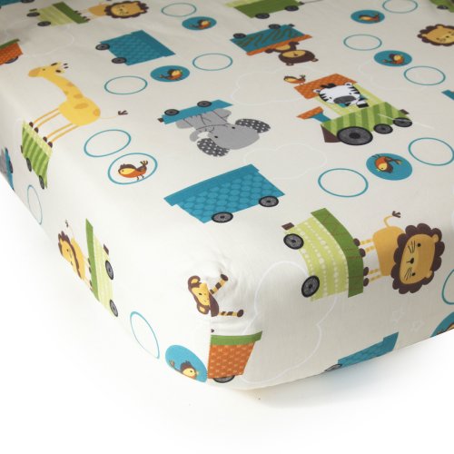 Product Cover Bedtime Originals Crib Fitted Sheet, Choo Choo