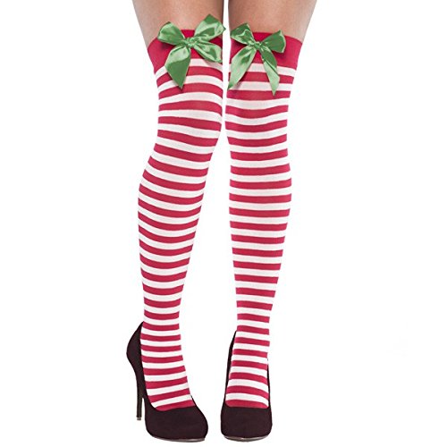 Product Cover amscan Stripe Christmas Thigh-High Socks, 1 Pair | Party Costume