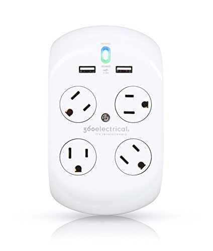 Product Cover 360 Electrical 36037 Revolve Plus Surge 4 Rotating Outlets + 2 USB PortsSurge Protector