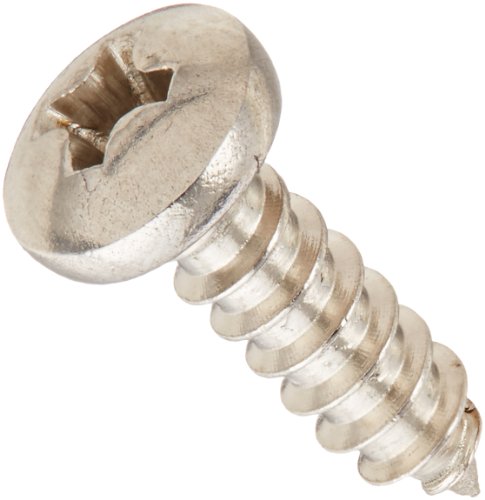 Product Cover 18-8 Stainless Steel Sheet Metal Screw, Plain Finish, Pan Head, Phillips Drive, Type AB, #4-24 Thread Size, 3/8