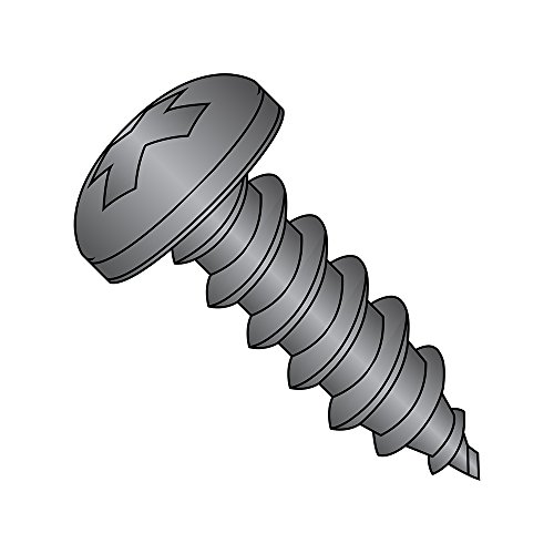 Product Cover Steel Sheet Metal Screw, Black Oxide Finish,  Pan Head, Phillips Drive, Type AB, #4-24 Thread Size, 3/8