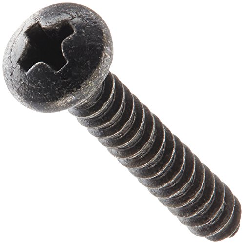 Product Cover Steel Sheet Metal Screw, Black Zinc Plated Finish, Pan Head, Phillips Drive, Type AB, #4-24 Thread Size, 3/4