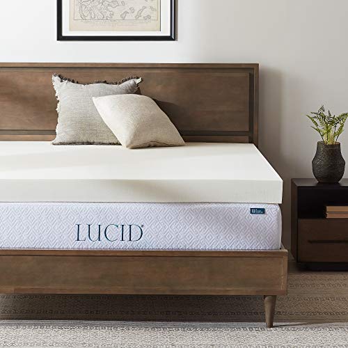 Product Cover LUCID 4 Inch Ventilated Memory Foam Mattress Topper - 3-Year Warranty - Queen