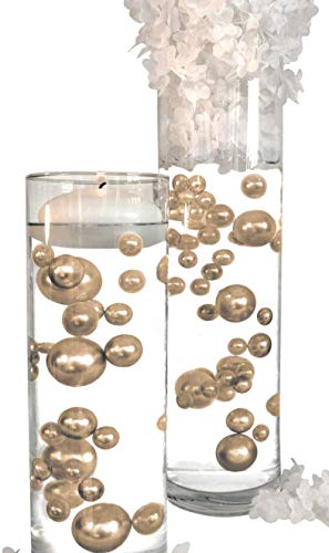 Product Cover 6 Packs Sale no Hole Gold Pearls - Jumbo/Assorted Sizes Vase Decorations - to Float The Pearls Order The Floating Packs from The Options Below