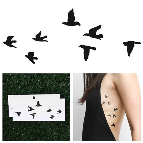 Product Cover Tattify Birds Temporary Tattoo - Flock Yeah (Set of 2) - Other Styles Available - Fashionable Temporary Tattoos