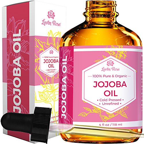 Product Cover Jojoba Oil by Leven Rose, Pure Cold Pressed Natural Unrefined Moisturizer for Skin Hair and Nails, 4 Fl Oz