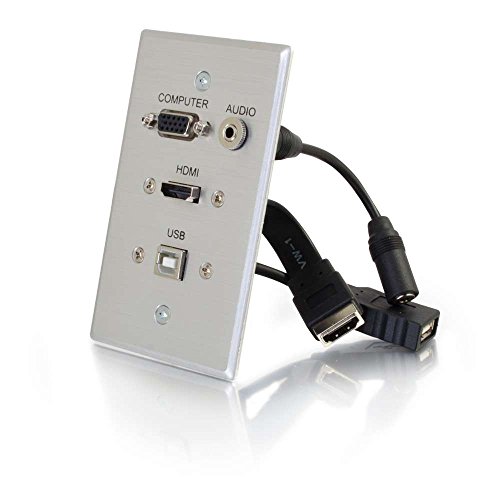 Product Cover C2G 39707 HDMI, VGA, 3.5mm Audio and USB Pass Through Single Gang Wall Plate, Aluminum
