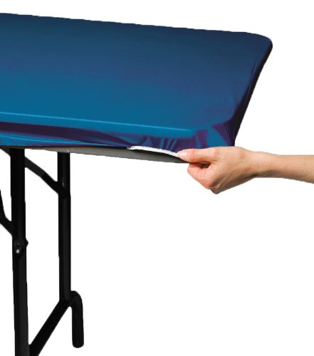 Product Cover Creative Converting Plastic Stay Put Banquet Table Cover, 29 by 72-Inch, Royal Blue
