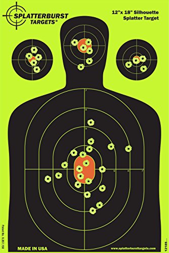 Product Cover Splatterburst Targets - 12 x18 inch - Silhouette Reactive Shooting Target - Shots Burst Bright Fluorescent Yellow Upon Impact - Gun - Rifle - Pistol - Airsoft - BB Gun - Air Rifle (10 Pack)