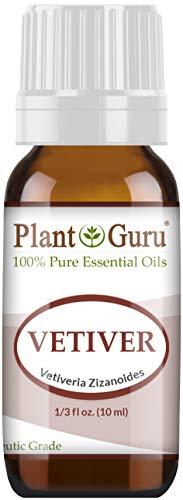 Product Cover Vetiver Essential Oil 10 ml 100% Pure Undiluted Therapeutic Grade for Skin, Body. Perfect for Aromatherapy Diffuser.
