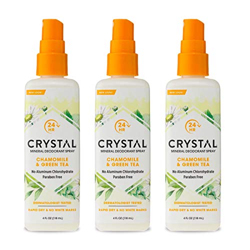 Product Cover Crystal Essence Mineral Deodorant Spray, Chamomile & Green Tea 4 oz (Pack of 3)