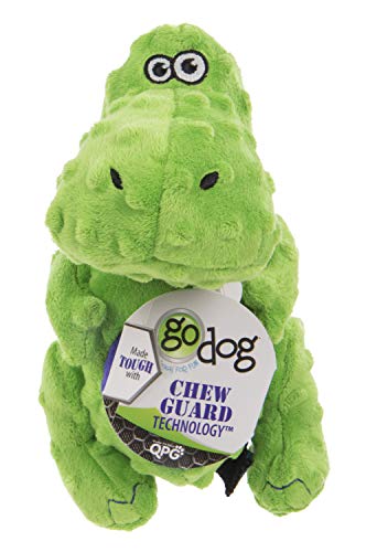 Product Cover goDog Dinos T-Rex Tough Plush Dog Toy with Chew Guard Technology, Green, Large