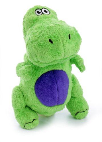 Product Cover goDog Dinos T-Rex Tough Plush Dog Toy with Chew Guard Technology, Green, Small