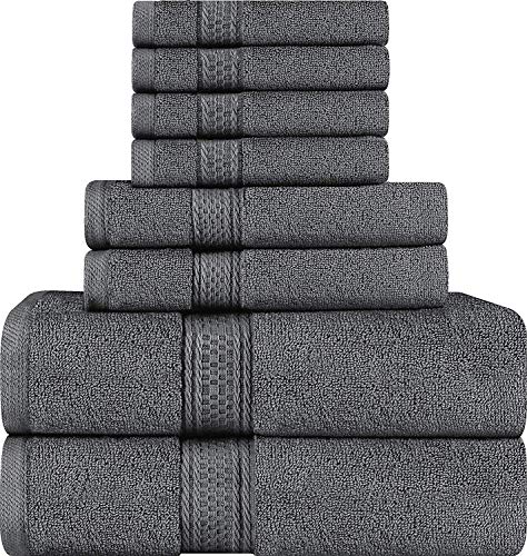 Product Cover Utopia Towels 8 Piece Towel Set, Grey, 2 Bath Towels, 2 Hand Towels, and 4 Washcloths
