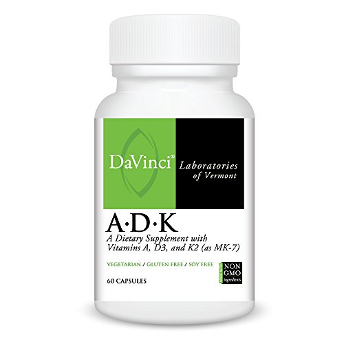 Product Cover Davinci Laboratories - A.D.K, Vitamins A, D and K Support Bone Health and Calcium Absorption, 60 Capsules, Non-GMO Ingredients