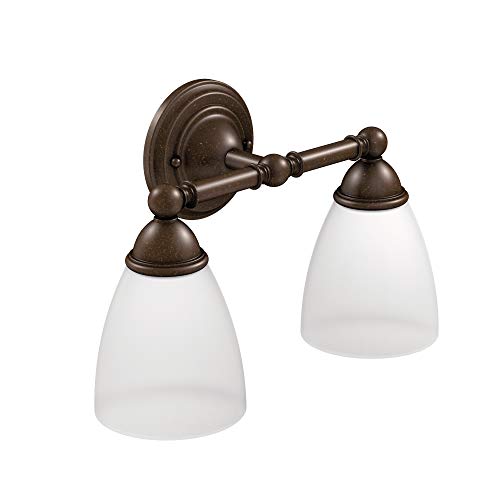 Product Cover Moen YB2262ORB Brantford 2-Light Dual-Mount Bath Bathroom Vanity Fixture with Frosted Glass, Oil-Rubbed Bronze