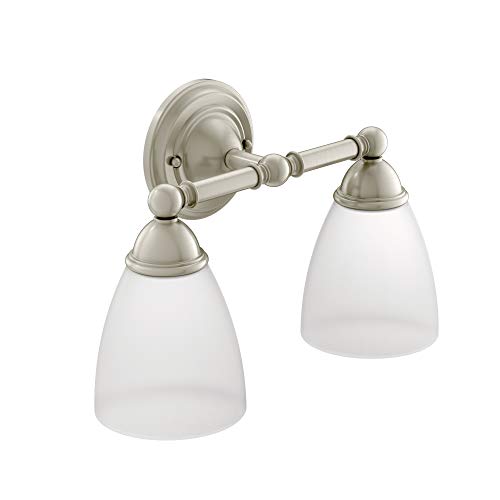 Product Cover Moen YB2262BN Brantford 2-Light Dual-Mount Bath Bathroom Vanity Fixture with Frosted Glass, Brushed Nickel